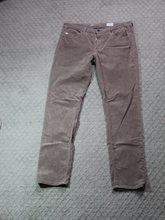 Ag Adriano Goldschmied Pants - AG Adriano Goldschmied Prima Cigarette Leg Womens 8 Tan Corduroy Pants